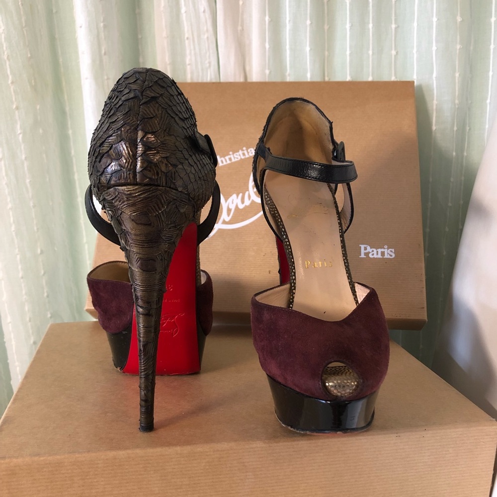 Rare Louboutin Suede & Python Mary Jane